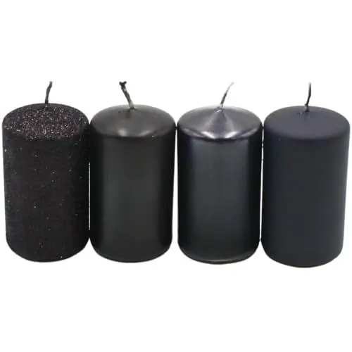 Produktbild: Stumpenkerze, Adventskerzen, Adventskranzkerzen, in Schwarz, Verschiedene Farbnuancen, Größe H/Ø ca. 7 x 4 cm, 250 gr, Brenndauer 4X 10 h