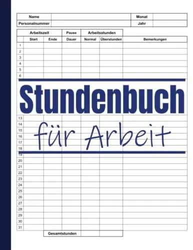 Produktbild: Stundenbuch für Arbeit: Stundenzettel Buch