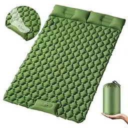 Produktbild: STURME Isomatte Camping für 2 Personen, Selbstaufblasend Isomatte Outdoor mit Fußpumpe, Aufblasbare Luftmatratze Ultraleicht Matratze mit Kopfkissen für Zelte Trekking Wandern, 200x120cm -Kieferngrün