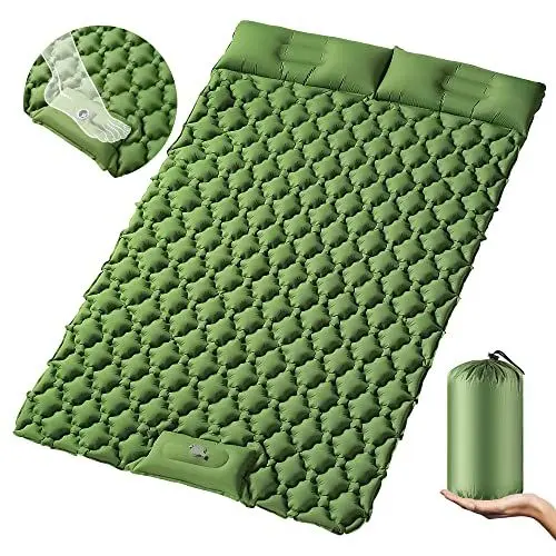 Produktbild: STURME Isomatte Camping für 2 Personen, Selbstaufblasend Isomatte Outdoor mit Fußpumpe, Aufblasbare Luftmatratze Ultraleicht Matratze mit Kopfkissen für Zelte Trekking Wandern, 200x120cm -Kieferngrün