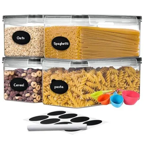 Produktbild: stusgo 4PCS 3.2L luftdicht Lebensmittel Lagerung Container mit Deckel, Kunststoff Pasta Jar für Pasta Lagerung, BPA-frei luftdicht Küche Lagerung Organizer