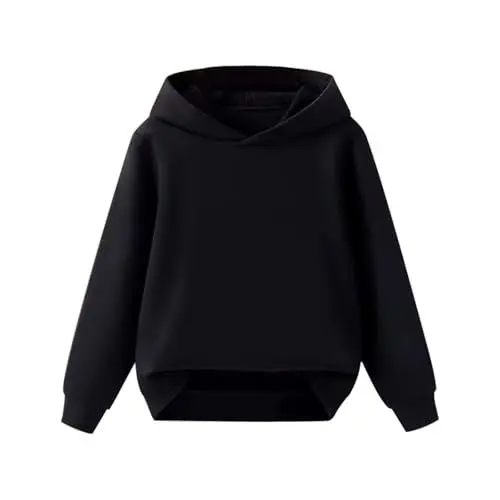 Produktbild: Stussy Oversize Hoodie für Mädchen & Jungen 2025 Y2K Style Kapuzenpullover mit Reißverschluss, dünnes Essentials Sweatshirt in schwarz aesthetisches Design (Black, 5-6 Years)