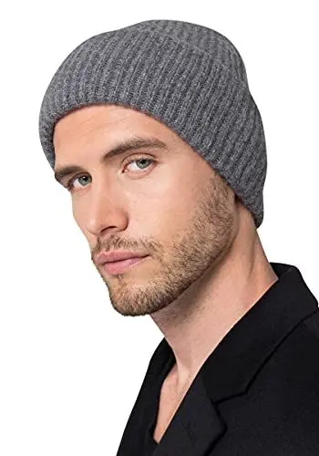 Produktbild: Style & Republic Herren Beanie aus 100% Kaschmir | edle Männer-Mütze aus feinstem Cashmere | Bundumfang 56cm (Grau Melange)