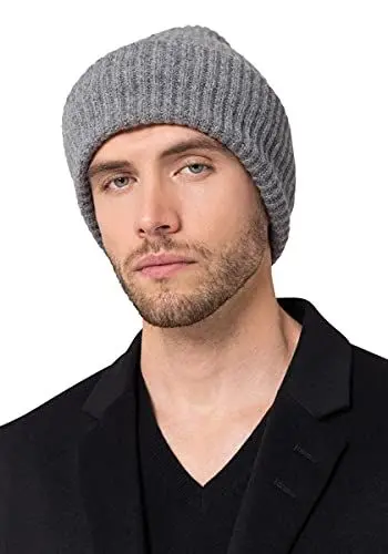 Produktbild: Style & Republic Herren Beanie aus 90% Wolle und 10% Kaschmir | edle Mütze aus feinster Merinowolle und Kaschmir (Grau Melange)