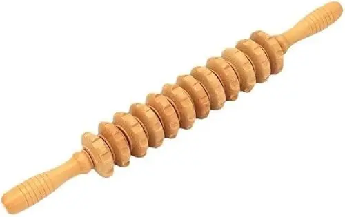 Produktbild: Styleholz Woodstic,faszienrolle holz, faszienstab, Massageroller Holz mit Griff, Faszienstab holz für Muskelentspannung (44CM Gerade)