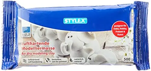 Produktbild: Stylex 28235 - Lufthärtende Modelliermasse, 500 g in weiß, beliebig bemalbar, geruchsneutral, aus natürlicher Tonerde hergestellt