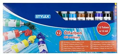 Produktbild: Stylex 28652 - Ölfarben im Set, 12 Tuben á 12 ml, gebrauchsfertig, untereinander mischbar, für viele Maltechniken geeignet