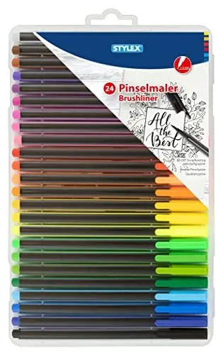 Produktbild: Stylex 32835 - Brush Pens mit flexible Pinselspitze, Strichstärke 1,5 mm, für Scrapbooking, 24 Stück