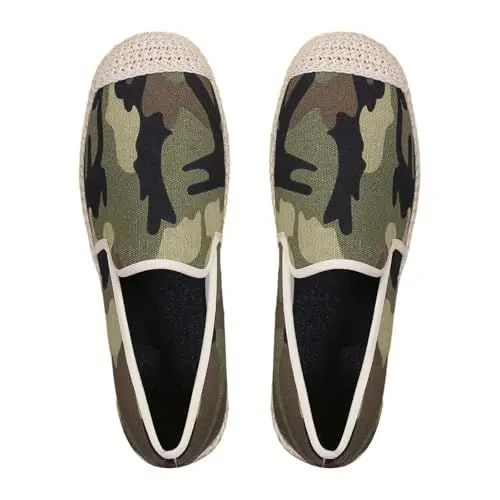 Produktbild: Stylische Orthopädische Sneaker für Damen 2024 Flache Freizeitschuhe für Damen, Sneakers, gestreifte Canvas-Komfort-Loafer Flache Schuhe Damen (Green, 37)