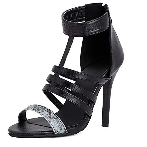 Produktbild: StyliShoes Damen Sandalen mit T-Riemen, Schlangenmuster und Reißverschluss Hinten für den Sommer(Weiß,46 EU)