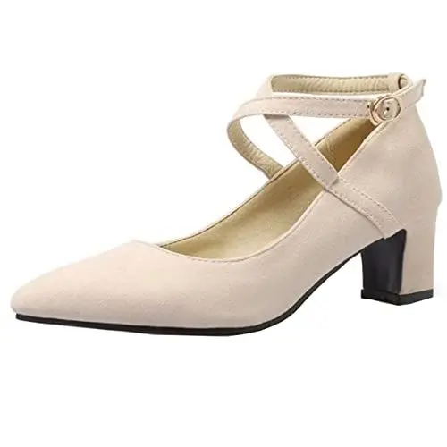 Produktbild: StyliShoes Elegant Cross Strap Pumps mit Blockabsatz (Beige, 43 EU)