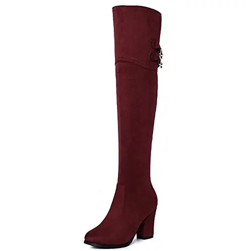 Produktbild: StyliShoes Overknee-Stiefel mit Chunky Heel für Damen(WEINROT, 36EU)