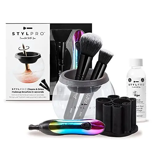 Produktbild: STYLPRO Rainbow Geschenkset Kit: Elektrischer Make-up-Pinselreiniger und Trockner Maschine mit 8 Pinselkragen, automatischer, drehender Pinselreiniger mit hitzebeständiger Schüssel