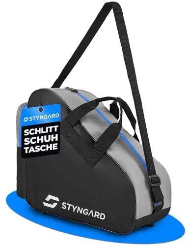 Produktbild: STYNGARD Schlittschuhtasche Damen & Herren Schlittschuhe Tasche - Inlinertasche für Eislaufschuhe und Inlineskates Tasche aus robustem Material - Modell Montreal (Schwarz-Blau)