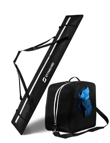 Produktbild: STYNGARD Skitasche Set Skisack (180 cm) und Skischuhtasche (38 L) - Skitasche und Stiefeltasche aus robustem Material mit hochwertigen Reisverschlüssen - Modell Courchevel