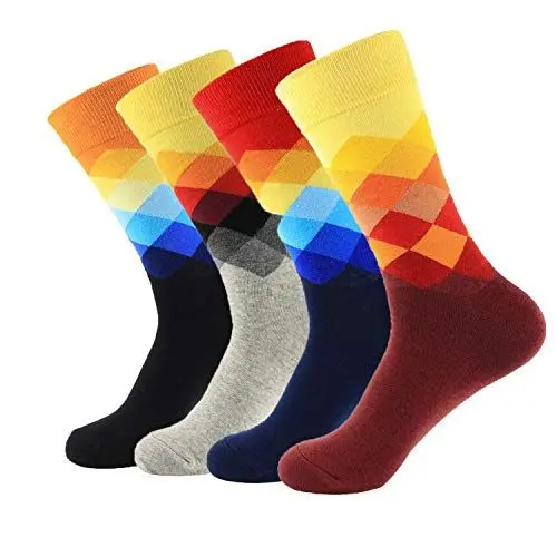 Produktbild: Stynice Bunte Herren Socken Kariert Gemusterte Baumwollsocken Bunt Socken Mode Straßen 41-46 4 Paar, Kariert