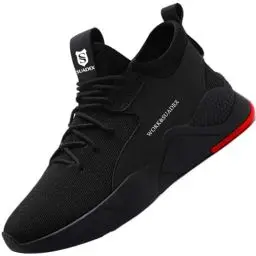 Produktbild: SUADEX Arbeitsschuhe Sicherheitsschuhe Herren Damen Leicht Atmungsaktiv Stahlkappenschuhe Unisex Sneaker mit Stahlkappe (02-Schwarz 44EU)