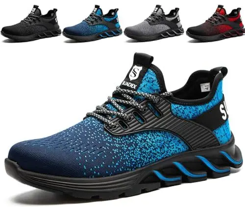 Produktbild: SUADEX Sicherheitsschuhe Arbeitsschuhe Herren Damen Leicht Arbeitsschutzschuhe Stahlkappenschuhe Atmungsaktiv mit Stahlkappe Blau 46 EU