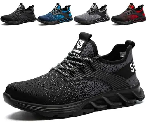 Produktbild: SUADEX Sicherheitsschuhe Arbeitsschuhe Herren Damen Leicht S3 Arbeitsschutzschuhe Stahlkappenschuhe Atmungsaktiv mit Stahlkappe Schwarz 43 EU