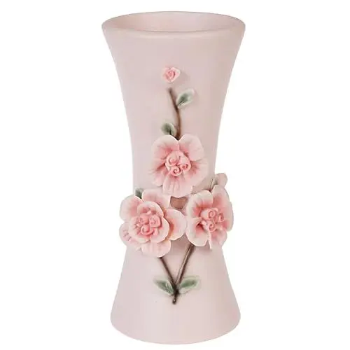 Produktbild: Suanti Blumen Vase, Rosa Vase mit DREI geprägten floralen Design, geeignet für Wohnzimmer Dekoration, Tischplatte Display, und Esstisch