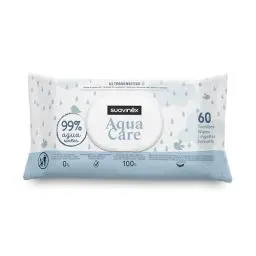 Produktbild: Suavinex, Aqua Care Babytücher, 60 Einheiten, Reinigungstücher 99% Wasser, Fasern pflanzlichen Ursprungs, mit Aloe Vera, ohne Parfüm und Alkohol, dermatologisch getestet, geeignet für empfindliche