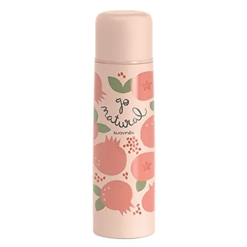 Produktbild: Suavinex, Thermoskanne Baby Unterwegs, Thermosflasche 500 ml Isolierflasche, Edelstahl, Hermetischer Schraubverschluss, Granatapfel, Koralle, 500 ml