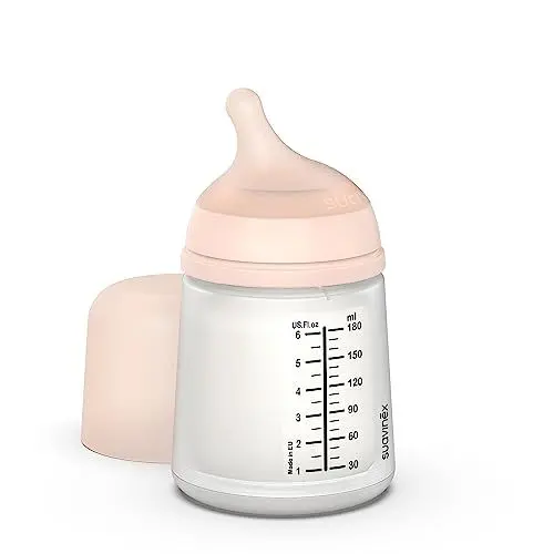 Produktbild: Suavinex, Zero Zero Anti-Kolik Babyflasche mit langsamem Nahrungsfluss (S) aus Silikon, +0 Monate, Babyflasche für Neugeborene, kompatibel mit dem Stillen, 180 ml