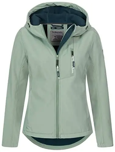 Produktbild: Sublevel Damen Frühlings Softshell Jacke - Outdoor Regen Übergangs Produktion-FvS, Mineral Green, Größe S 36