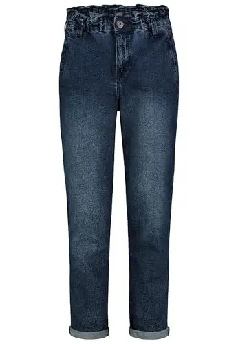 Produktbild: Sublevel Damen Paperbag Jeans mit elastischem Bund und Taschen, Knopfverschluss, Farben:Blau-3, Größe:XL