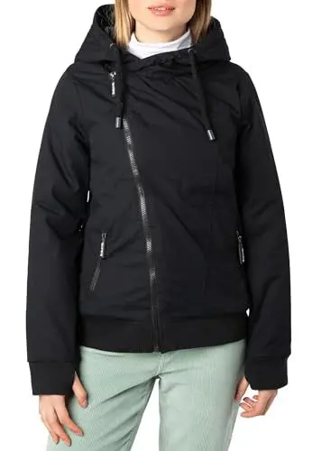 Produktbild: Sublevel Übergangsjacke Damen – Bequeme Jacke mit Schrägem Reißverschluss für Frühjahr und Herbst Black M