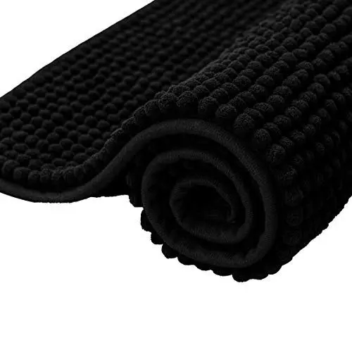 Produktbild: subrtex Badematte rutschfest Badezimmerteppich aus Chenille Saugfähig Badteppich weich Wasserabsorbierende Badvorleger für Badezimmer,Maschinenwaschbar(50 x 80 cm, schwarz)