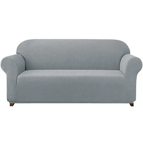 Produktbild: subrtex kariert Sofabezug Sofahusse Sesselbezug Stretchhusse Sofaüberwurf Couchhusse Spannbezug(2 Sitzer,Hellgrau)