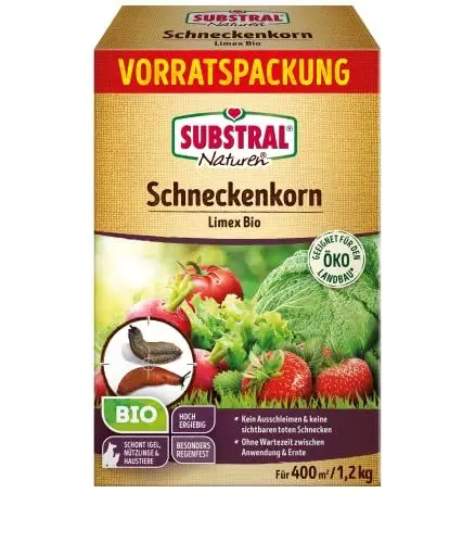 Produktbild: Substral Naturen Schneckenkorn Limex Bio, natürliches, regenfestes Ködergranulat zur Schneckenbekämpfung, für 400 m² - 1,2 kg, Hund
