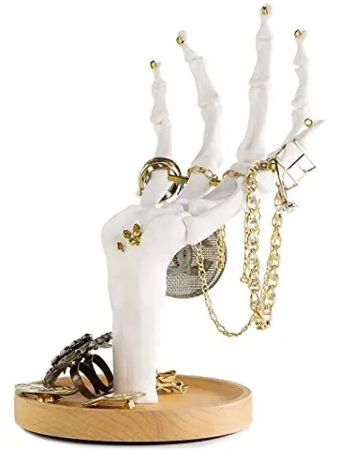 Produktbild: Suck UK Skeletthand Schmuckhalter, Organizer und Display-Ständer, Schmuckaufhänger zum Präsentieren von Ringen Armbändern Halsketten, Ohrringen und anderen kleinen Accessoires, Gothic Schmuck Display