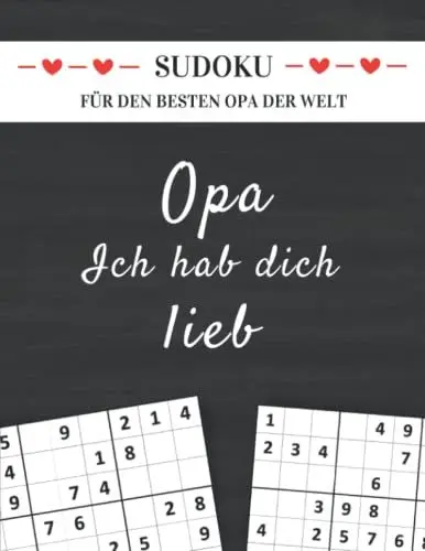 Produktbild: Sudoku für den besten Opa der Welt - Opa ich hab dich lieb: Rätselbuch für Senioren mit 150 Sudoku Rätsel von Leicht bis Schwer in großer Schrift (Sudoku Geschenkbücher für Eltern und Großeltern)