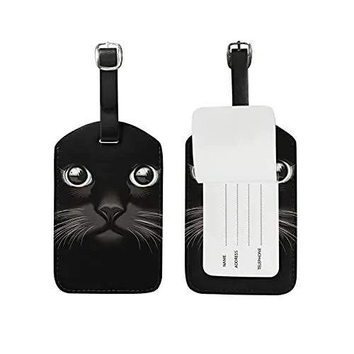 Produktbild: Süße Katzen Kofferanhänger mit Adressschild Lustig Leder Gepäckanhänger ID Etikett mit Namenschild für Reise Koffer Tasche(3PACK)