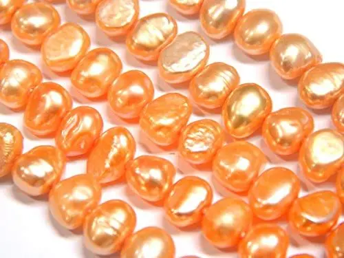 Produktbild: Süßwasserperlen Zuchtperlen 6mm Apricot Kartoffel Natur Barock Edelstein Perlen Schmuckperlen Schmuckstein Perle Zum Fädeln für DIY Kette Basteln Pearl Beads Gemstone