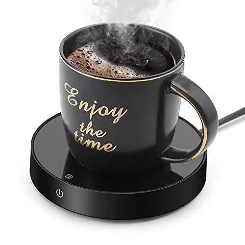 Produktbild: Kaffeewärmer, Schwerkraftinduktion Tassenwärmer, Elektrischer Kaffeewärmer 3 Temperatureinstellungen Schreibtisch Tassenwärmer mit 8 h Abschaltautomatik für Kaffee Tee Kakao Milch