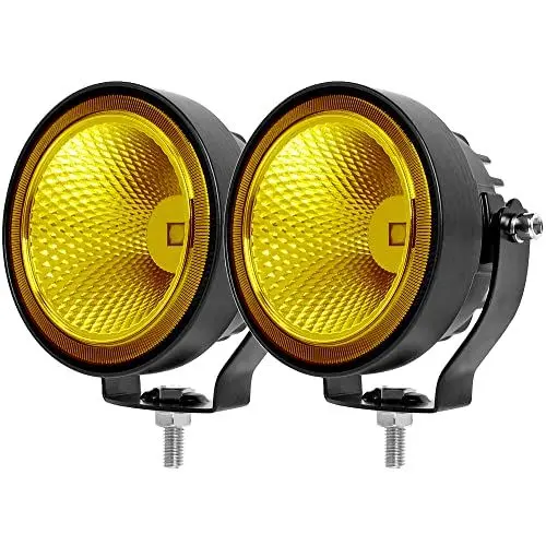 Produktbild: SUFEMOTEC Gelbe Runde Led Nebelscheinwerfer 4 Zoll Bernstein Zusatzscheinwerfer Arbeitslampe für Fahrzeug Motorräder LKW Auto SUV ATV Boot Pickup Traktor 12V 24V Flutlicht 4x4 Off Road