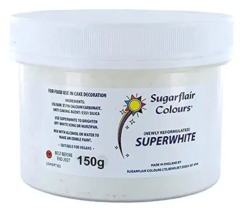 Produktbild: Sugarflair Superwhite Icing Whitener, Zuckerguss-Whitemacher für Royal Icing, Extra Whiteer Essbarer Lebensmittelfarbe - 150g