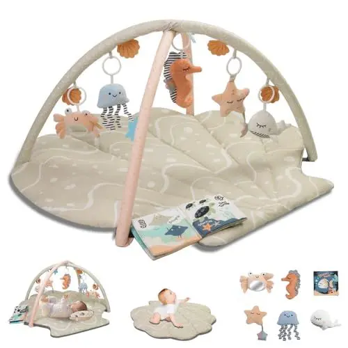 Produktbild: Suihuooo Spielbogen Baby, Ozean Muschel Thema Spieldecke Baby, Baby Gym mit 6 abnehmbare Aktivität Spielzeug, frühe sensorische Entwicklung Baby Play Mat