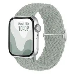 Produktbild: Suitisbest Nylon Armband Kompatibel mit Apple Watch 38mm 40mm 41mm 42mm, Rutschfestes Geflochtenes Elastisches Dehnbares Band für Apple Watch 10 9 8 SE 7 6 5 4 3 2 1, Salbeigrün