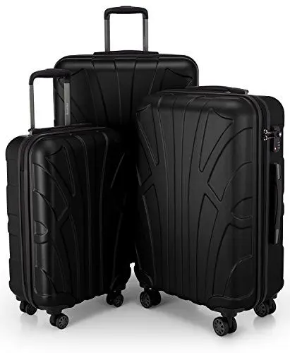 Produktbild: suitline - 3er Koffer-Set Trolley-Set Rollkoffer Hartschalen-Koffer Reisekoffer, TSA, (55 cm, 66 cm, 76 cm), 100% ABS, Matt, Schwarz
