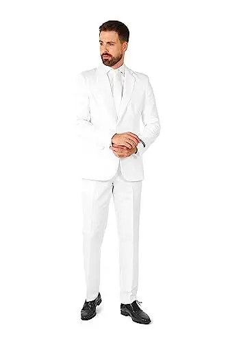 Produktbild: Suitmeister Anzüge für Herren - Mit Jackett, Hose und Krawatte mit Festlichen Print Solid weiss - L