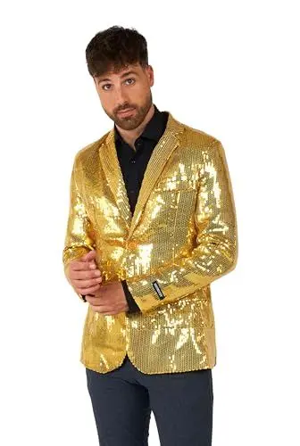 Produktbild: Suitmeister Herren Gold Party Blazer - Weihnachten, Silvester Party Glänzende Pailletten Anzugjacke - Gold