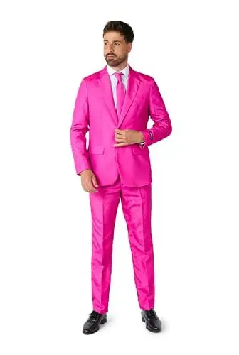 Produktbild: Suitmeister Partykostüme für Herren - Tailliert Party Kostüme - Einfarbiger Anzug für Freizeit, Halloween-Partys und Freizeitkleidung - Pink