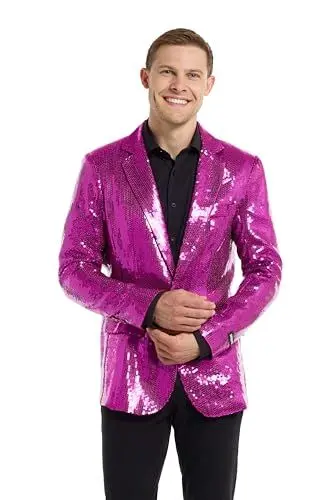 Produktbild: Suitmeister Rosa Party-Blazer für Herren - Weihnachten, Silvesterparty - Glänzende Pailletten-Anzugjacke - Rosa
