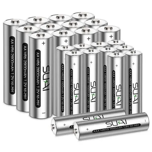 Produktbild: SUKAI 24 Stück AA AAA Akku 2800/1100mAh Wiederaufladbare Akkus 1.2v NI-MH Batterien 1200 Ladezyklen, geringe Selbstentladung - Ideal für Haushaltsgeräte