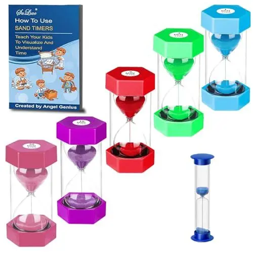 Produktbild: SuLiao Sanduhr 1 2 3 5 10 30 Minuten, Eieruhren Timer Set, Buntes Stundenglas,Hourglass Sand Timer für Kinder Schule, Kinder zähneputzen, Kita, Büro, Haus, Deko, Spiele, Klassenzimmer, Küche