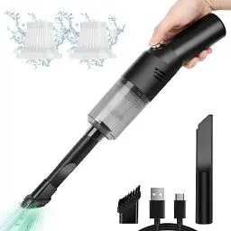 Produktbild: suloea Akku Handstaubsauger,USB aufladbar Tragbar Leicht Mini Auto-Staubsauger Kabellos,Nass & Trocken Handsauger